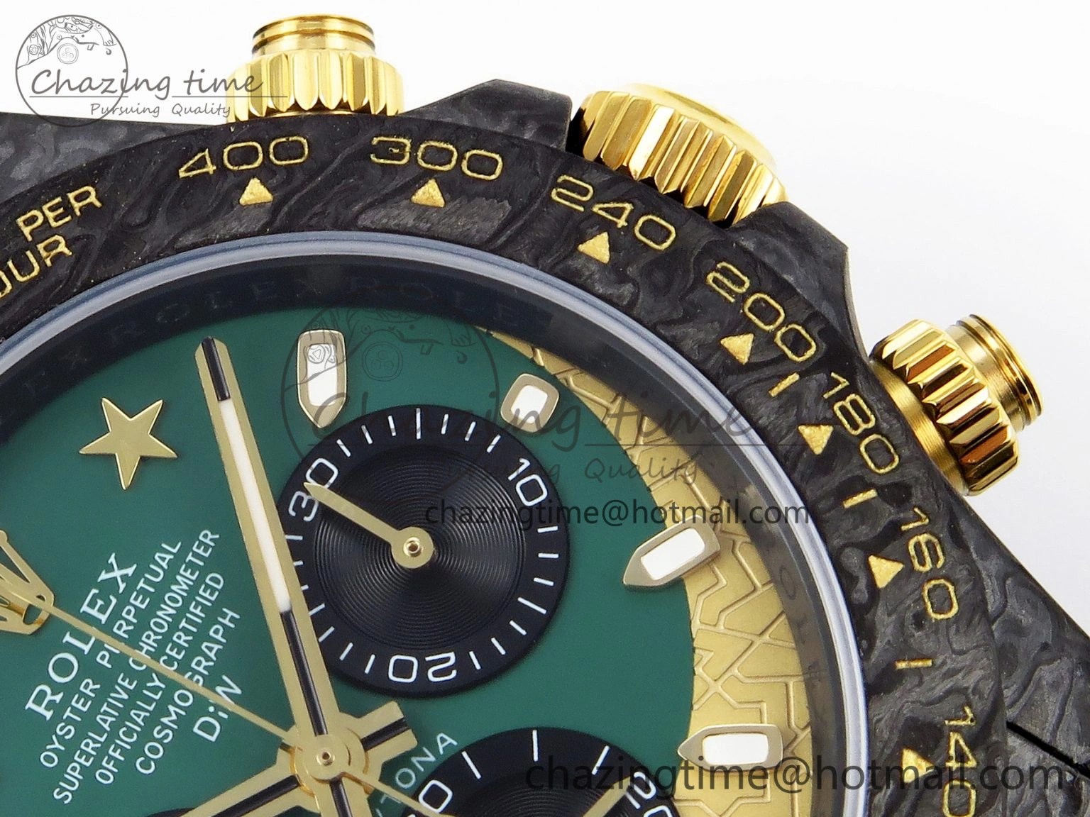 Comfortable Daytona DIW Carbon Case and Bezel DIWF Edition Green YG Dial on Green Nylon Strap A 1885