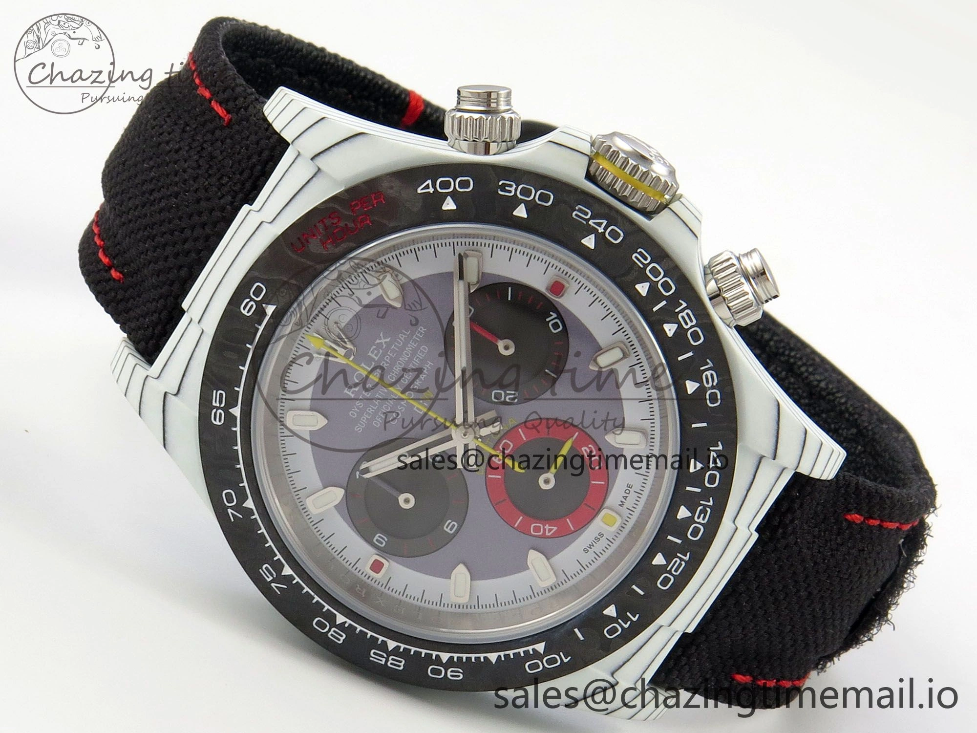 Effortless Daytona DIW Carbon Case and Bezel DIWF Edition Grey White Dial on Black Nylon Strap A 72