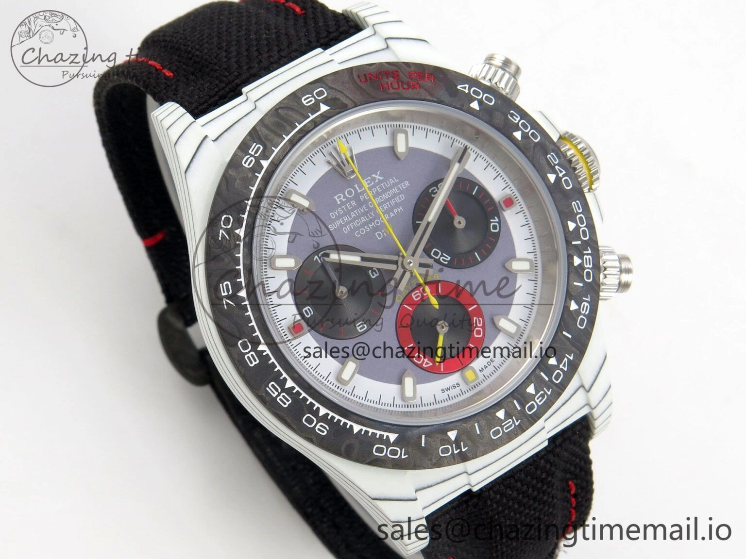Effortless Daytona DIW Carbon Case and Bezel DIWF Edition Grey White Dial on Black Nylon Strap A 72
