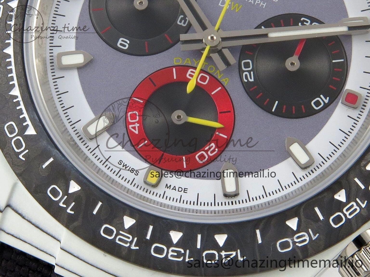 Effortless Daytona DIW Carbon Case and Bezel DIWF Edition Grey White Dial on Black Nylon Strap A 72