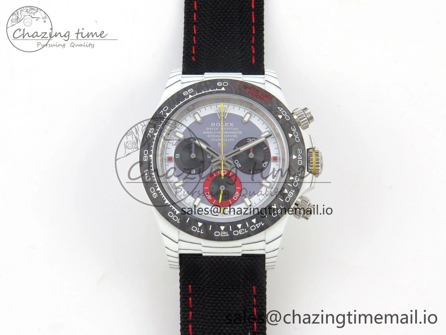 Effortless Daytona DIW Carbon Case and Bezel DIWF Edition Grey White Dial on Black Nylon Strap A 72