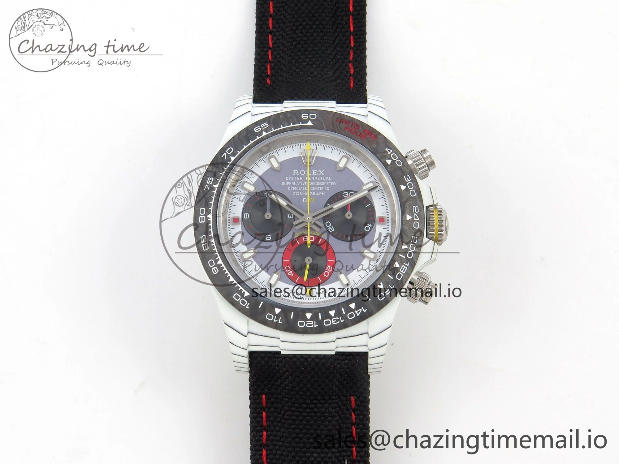 Effortless Daytona DIW Carbon Case and Bezel DIWF Edition Grey White Dial on Black Nylon Strap A 72