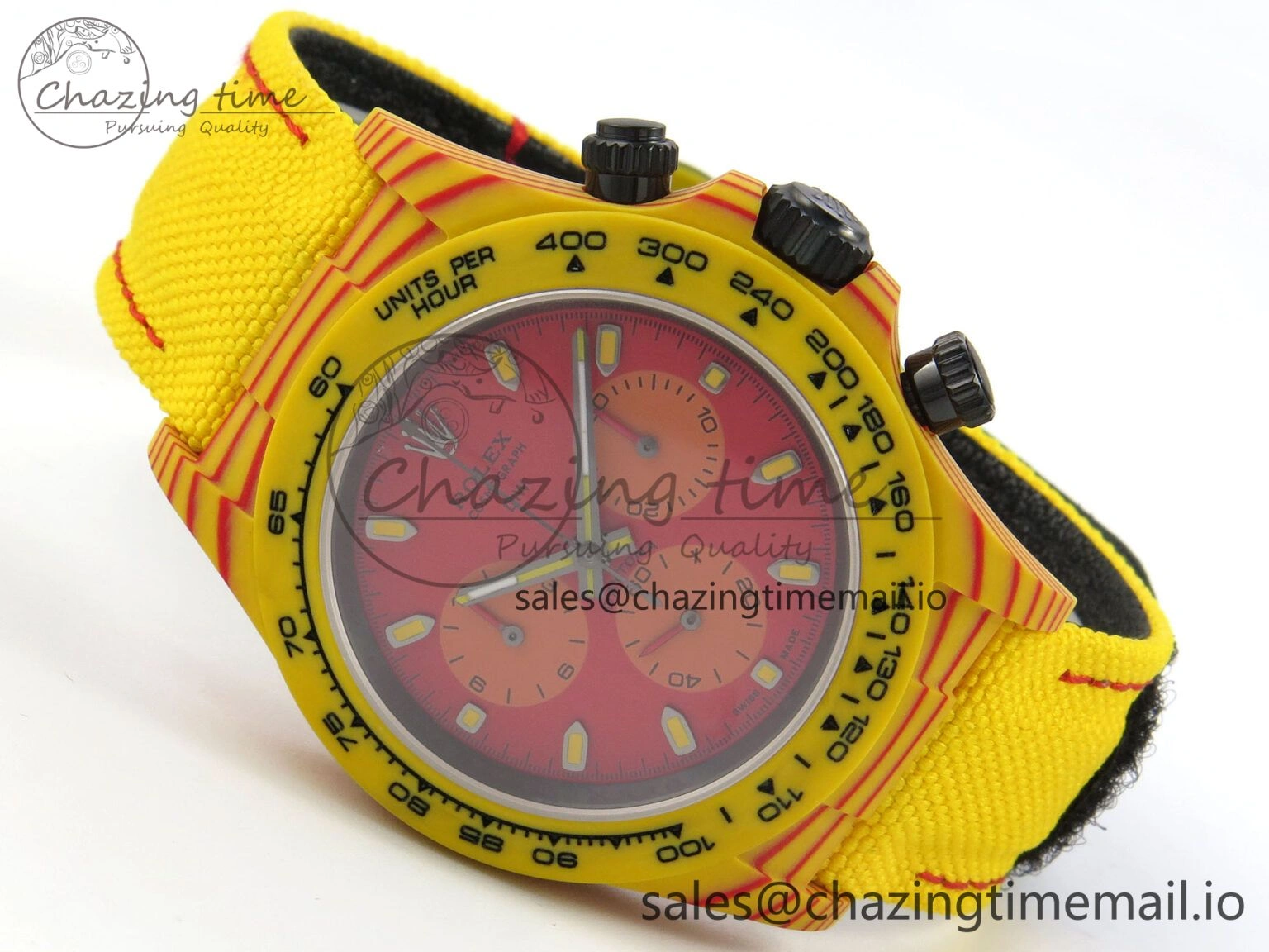 Daytona DIW Carbon Case and Bezel DIWF Edition Red Dial on Yellow Nylon Strap A Original 53