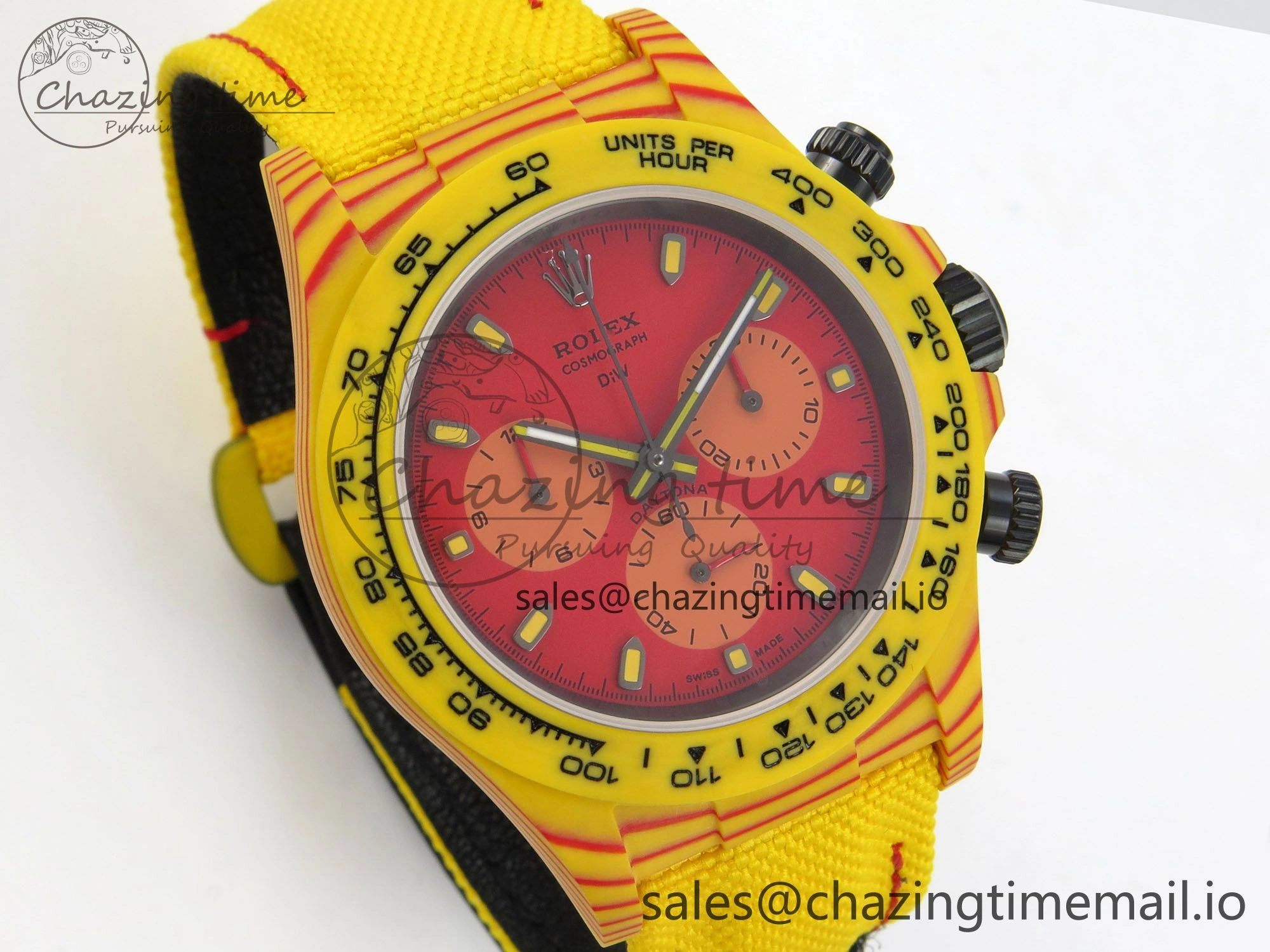 Daytona DIW Carbon Case and Bezel DIWF Edition Red Dial on Yellow Nylon Strap A Original 53