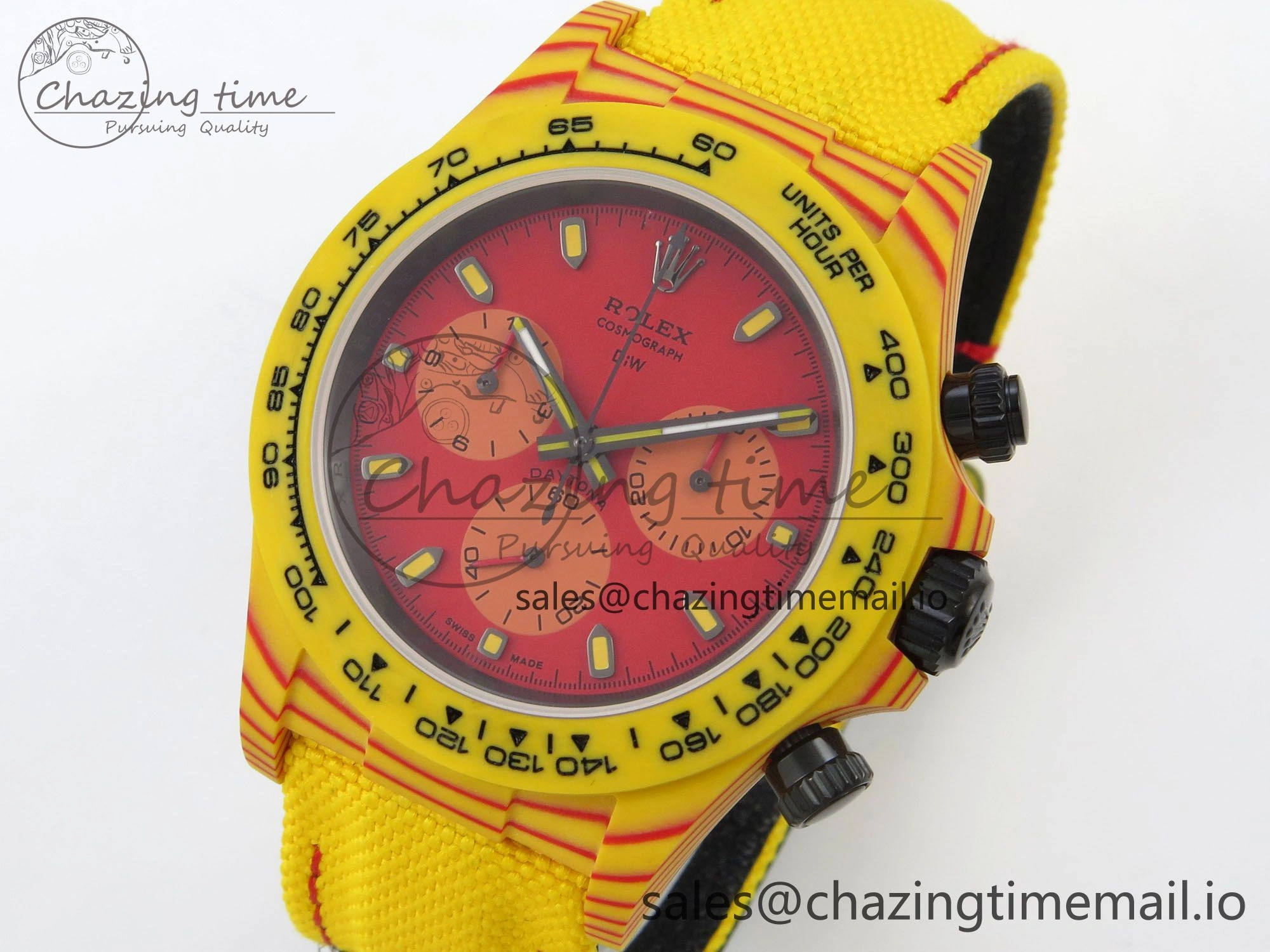 Daytona DIW Carbon Case and Bezel DIWF Edition Red Dial on Yellow Nylon Strap A Original 53