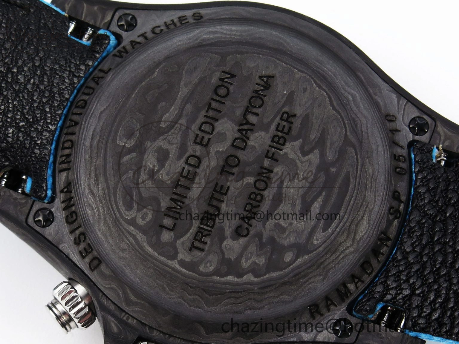 Daytona DIW Carbon Case and Bezel DIWF Edition White Blue Dial on Blue Nylon Strap A Timeless 1886