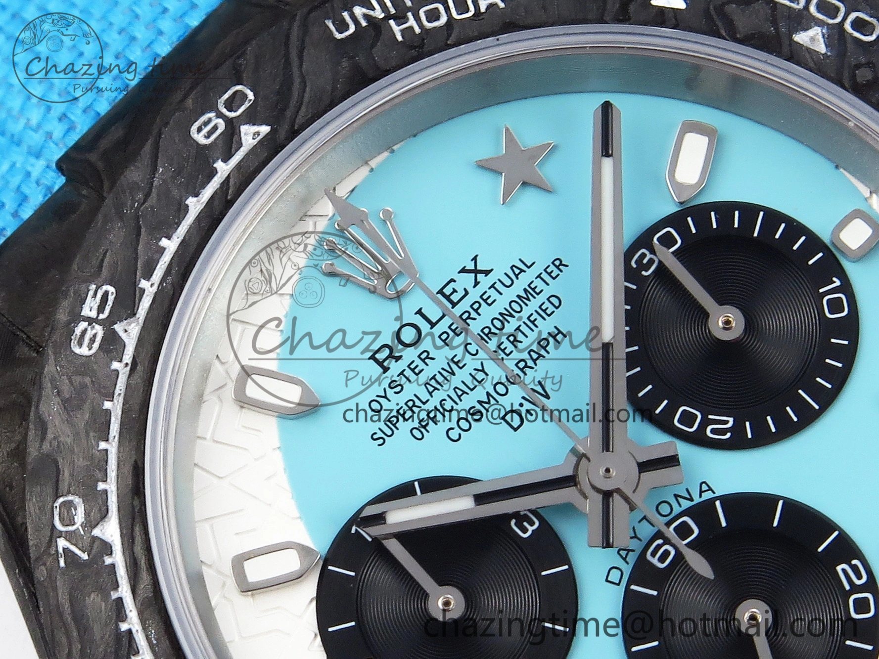 Daytona DIW Carbon Case and Bezel DIWF Edition White Blue Dial on Blue Nylon Strap A Timeless 1886
