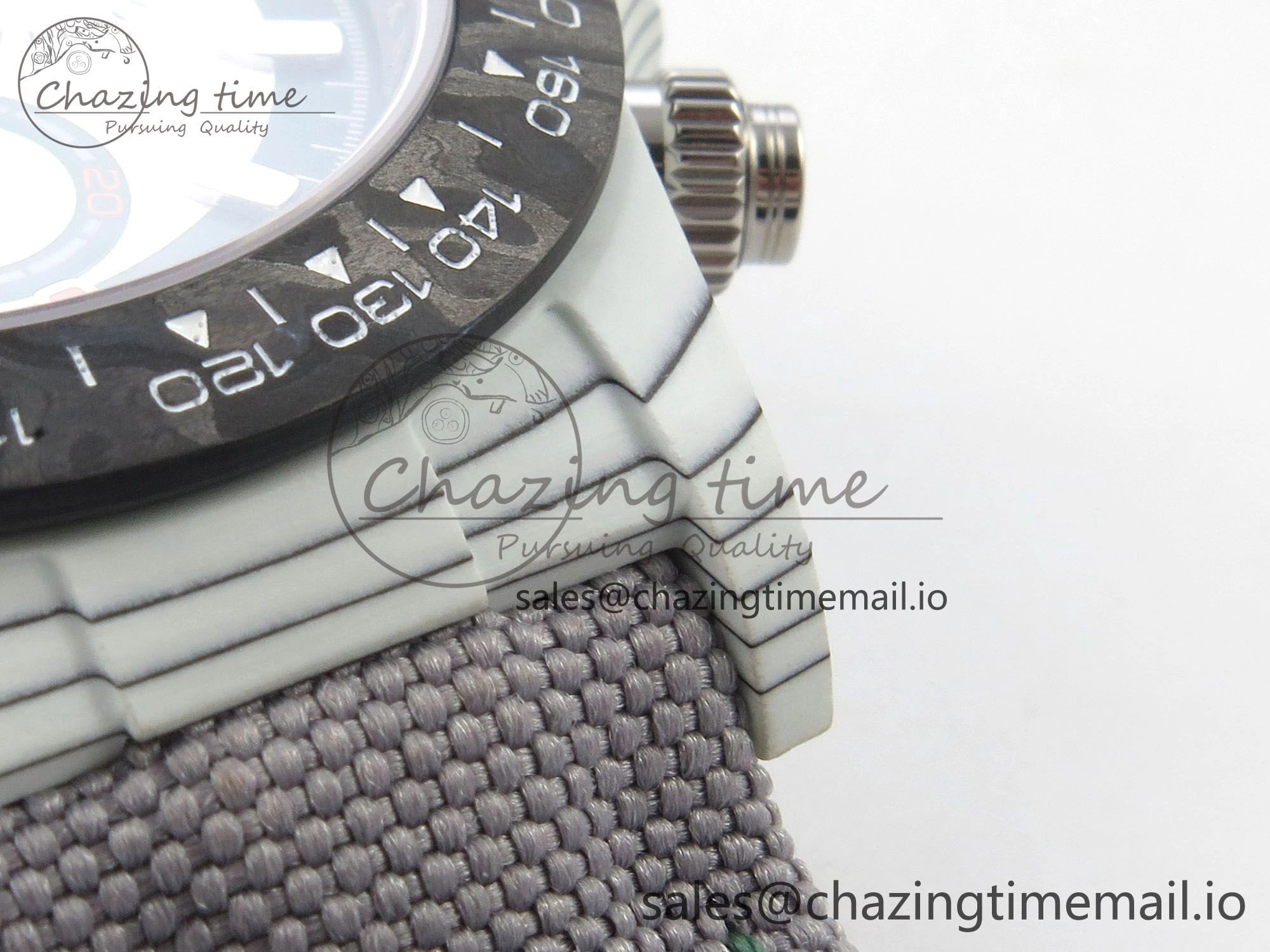 FashionForward Daytona DIW Carbon Case and Bezel DIWF Edition White Green Dial on Grey Nylon Strap A 51