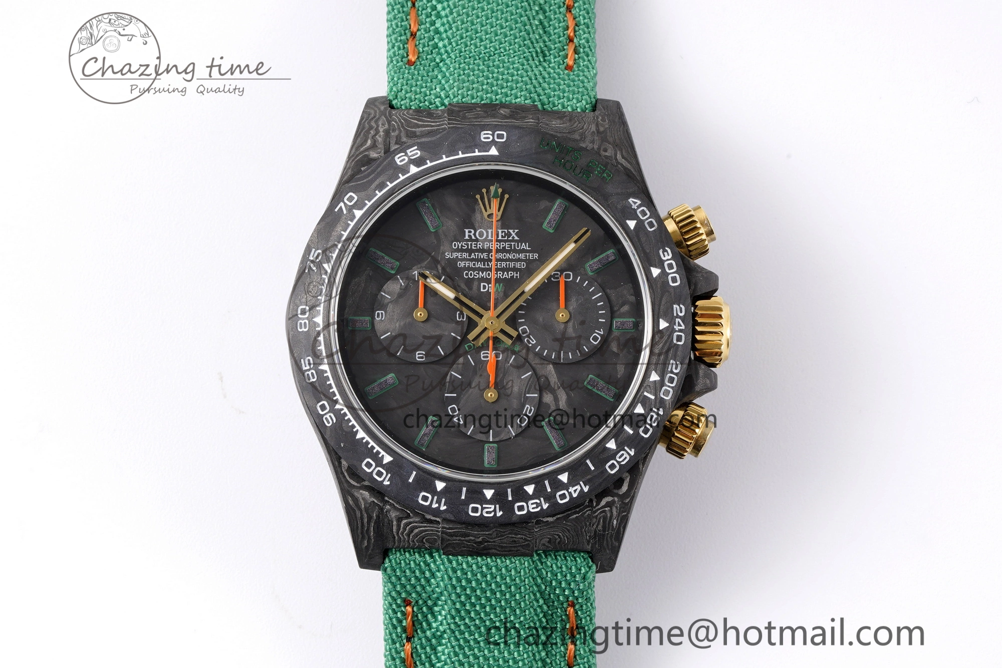 HighPerformance Daytona DIW Carbon Case and Bezel Noob Best Edition Carbon Green Dial on Green Nylon Strap SA 1970
