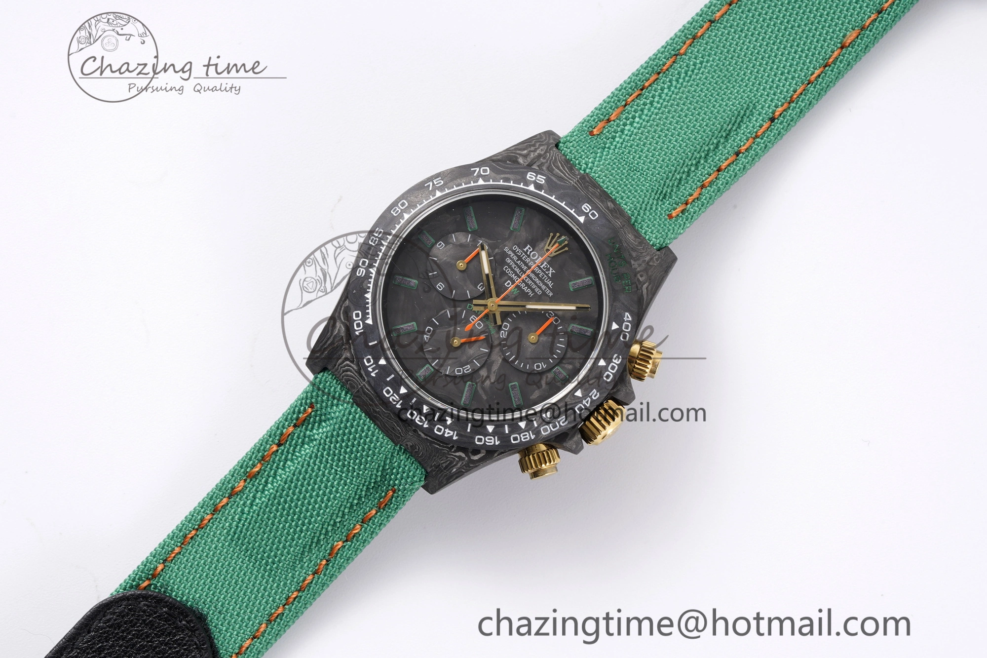 HighPerformance Daytona DIW Carbon Case and Bezel Noob Best Edition Carbon Green Dial on Green Nylon Strap SA 1970