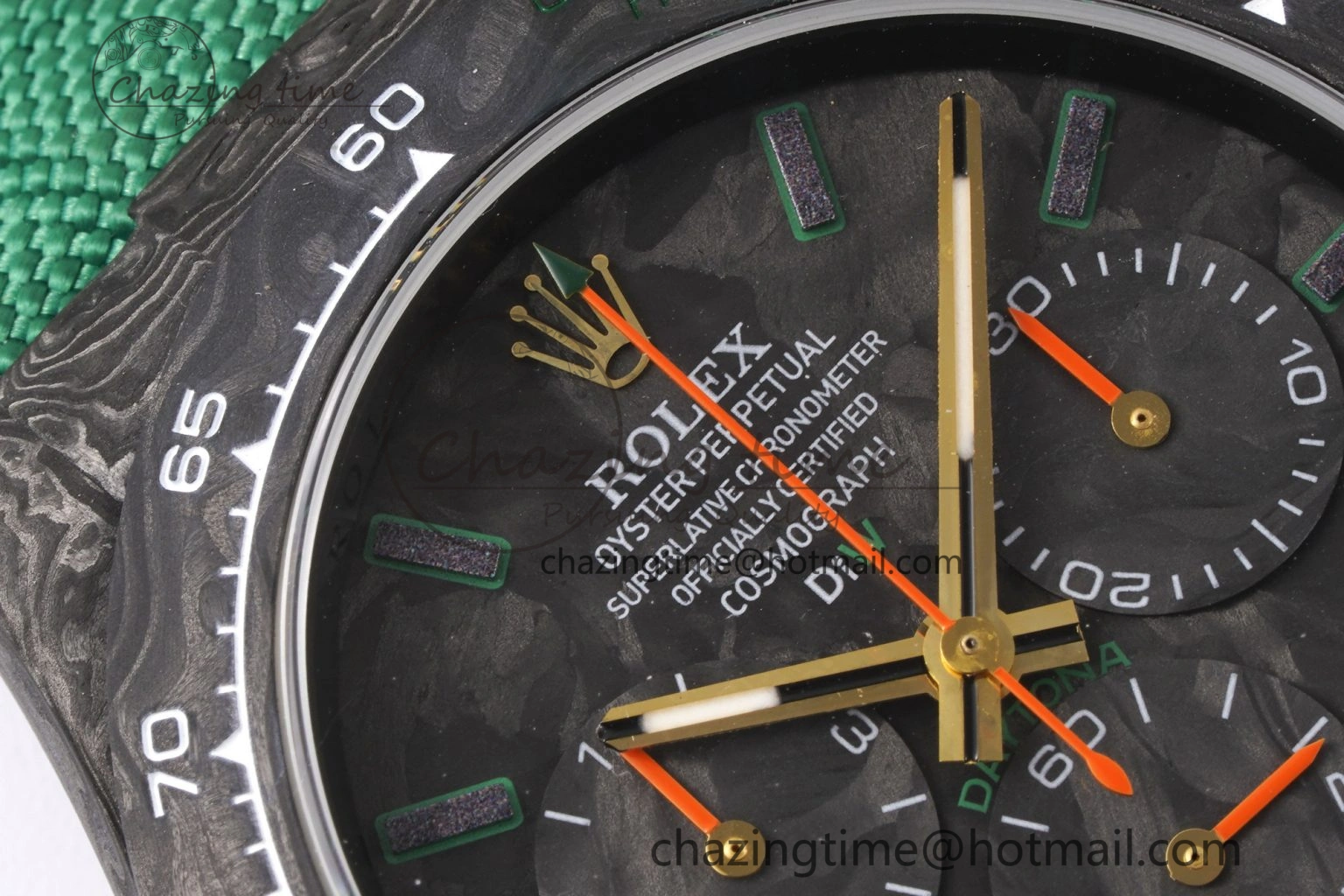 HighPerformance Daytona DIW Carbon Case and Bezel Noob Best Edition Carbon Green Dial on Green Nylon Strap SA 1970