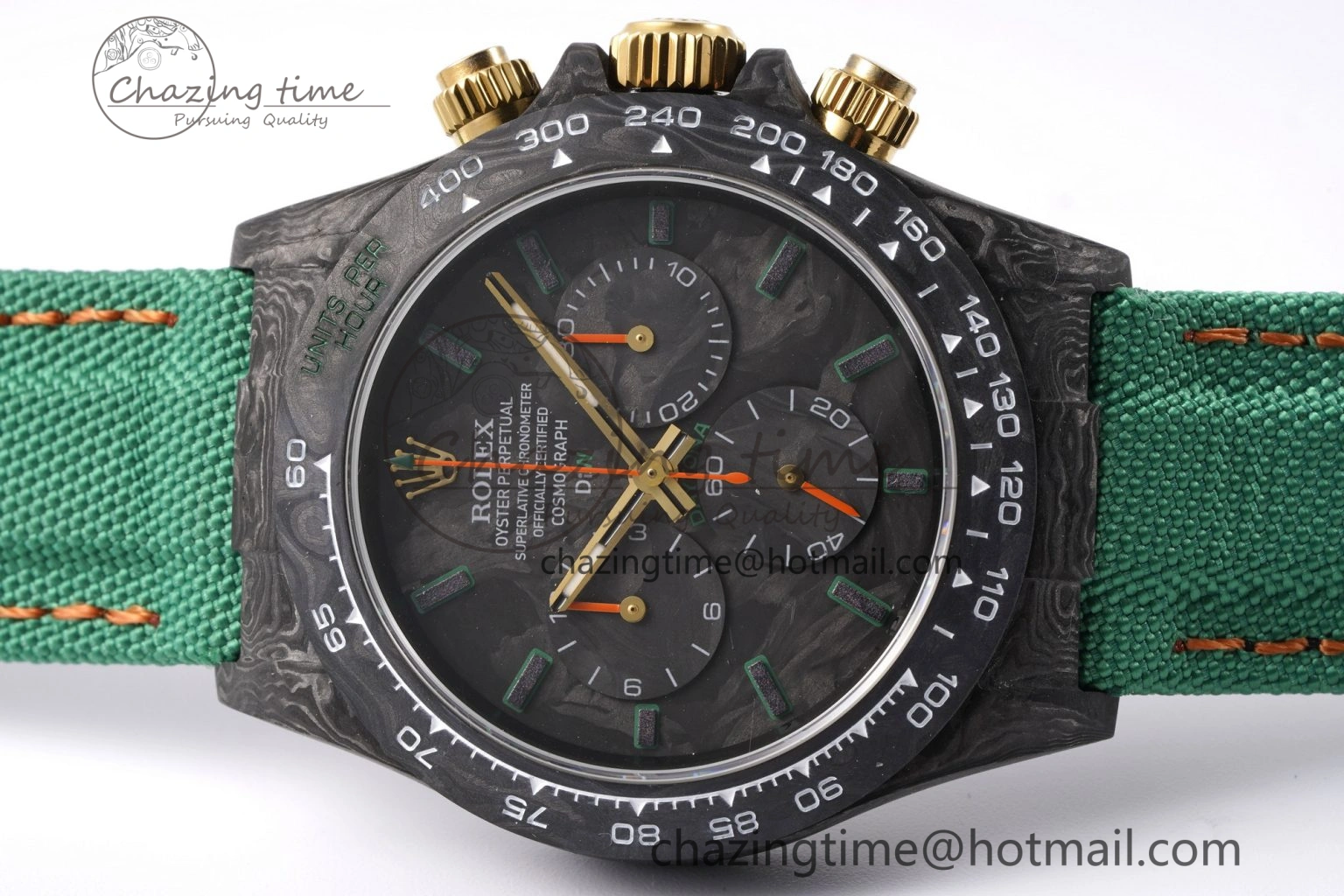 HighPerformance Daytona DIW Carbon Case and Bezel Noob Best Edition Carbon Green Dial on Green Nylon Strap SA 1970