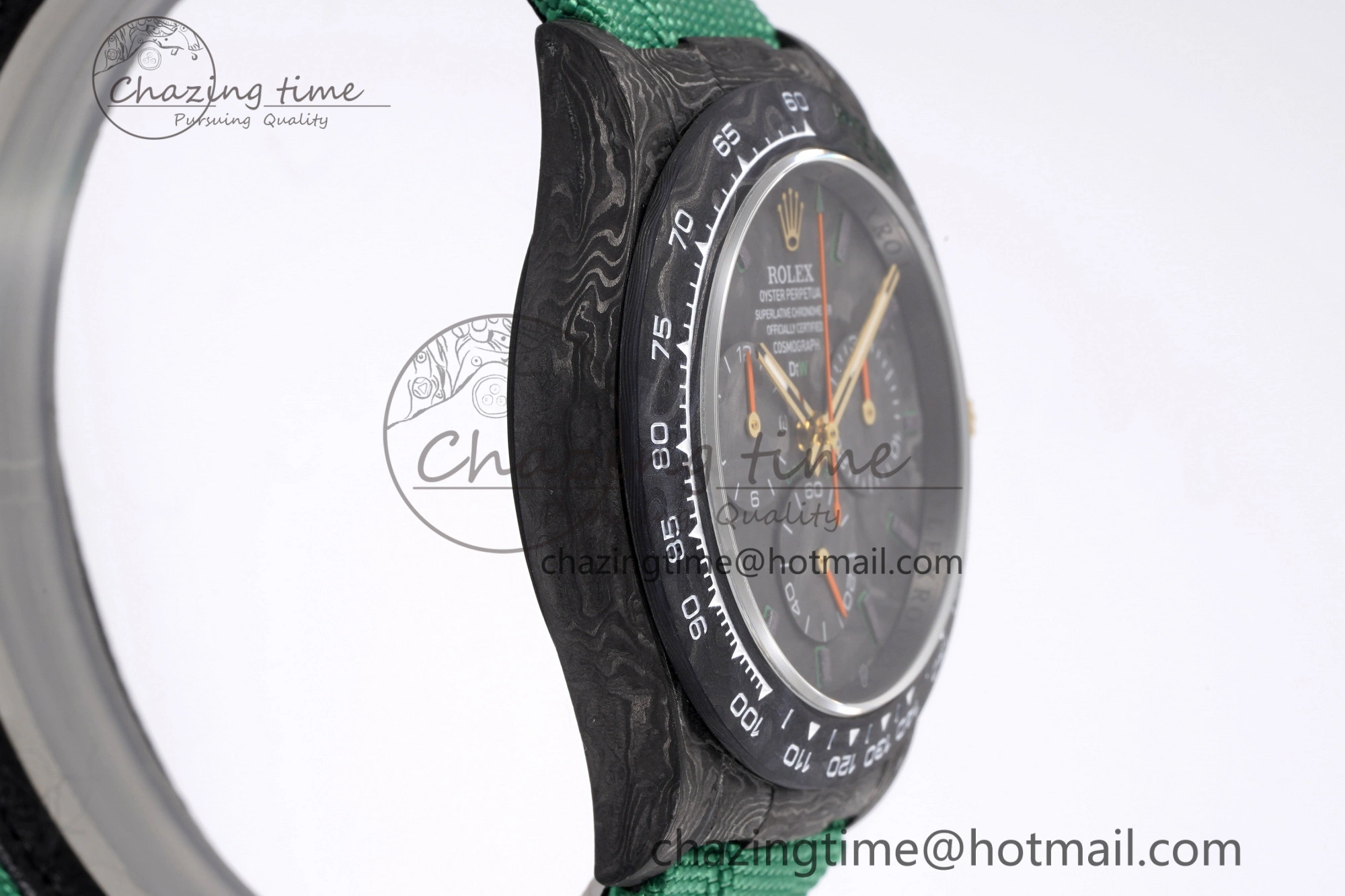 HighPerformance Daytona DIW Carbon Case and Bezel Noob Best Edition Carbon Green Dial on Green Nylon Strap SA 1970