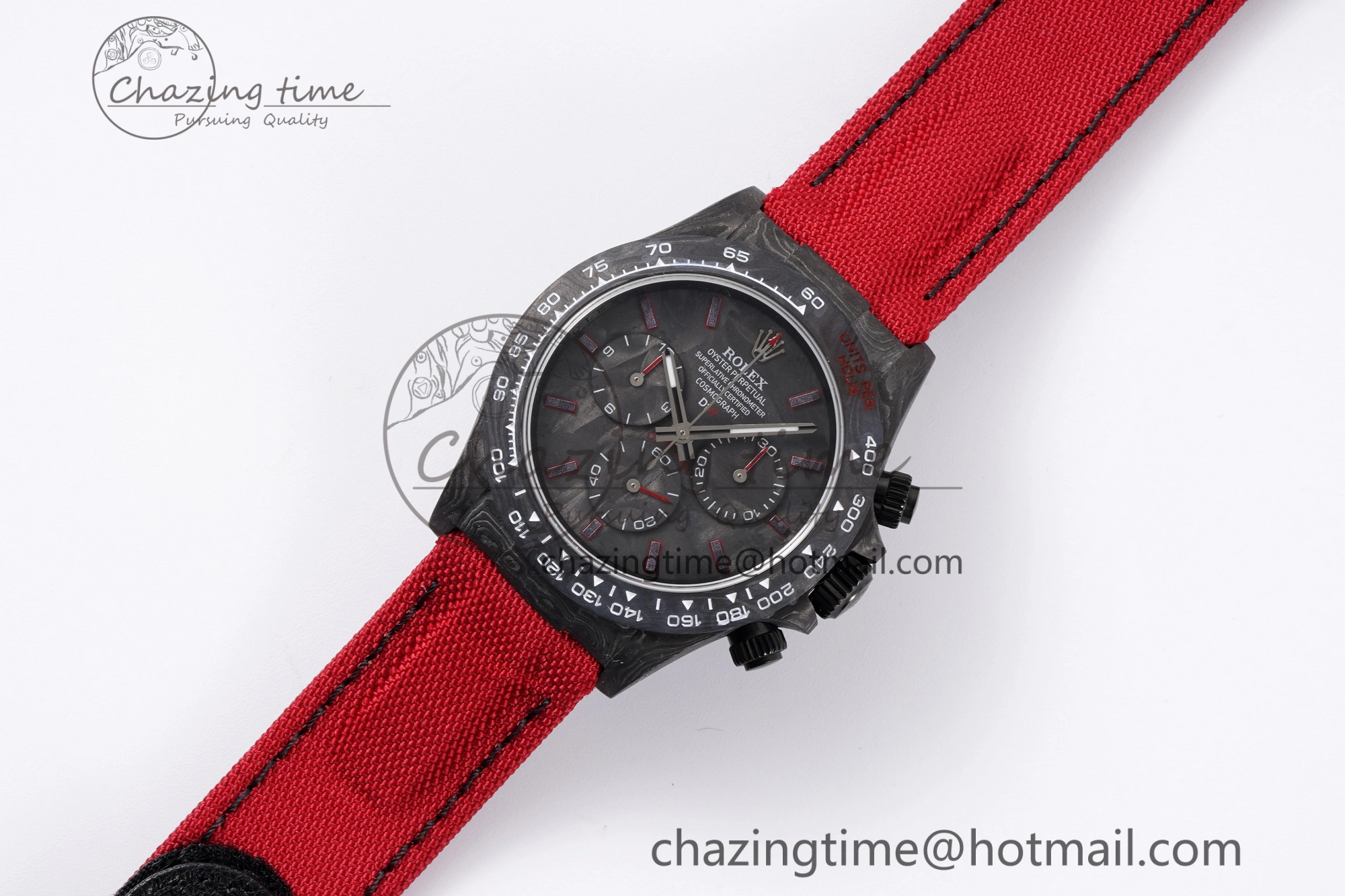 Daytona DIW Carbon Case and Bezel Noob Best Edition Carbon Red Dial on Red Nylon Strap SA Packable 1974