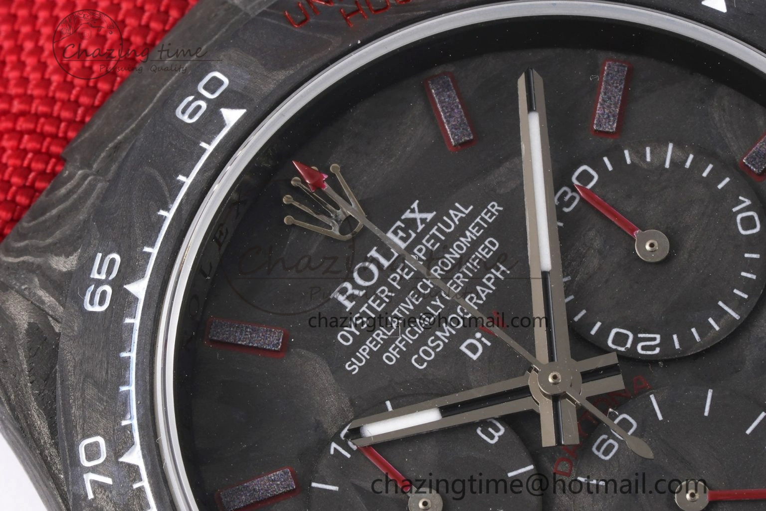 Daytona DIW Carbon Case and Bezel Noob Best Edition Carbon Red Dial on Red Nylon Strap SA Packable 1974