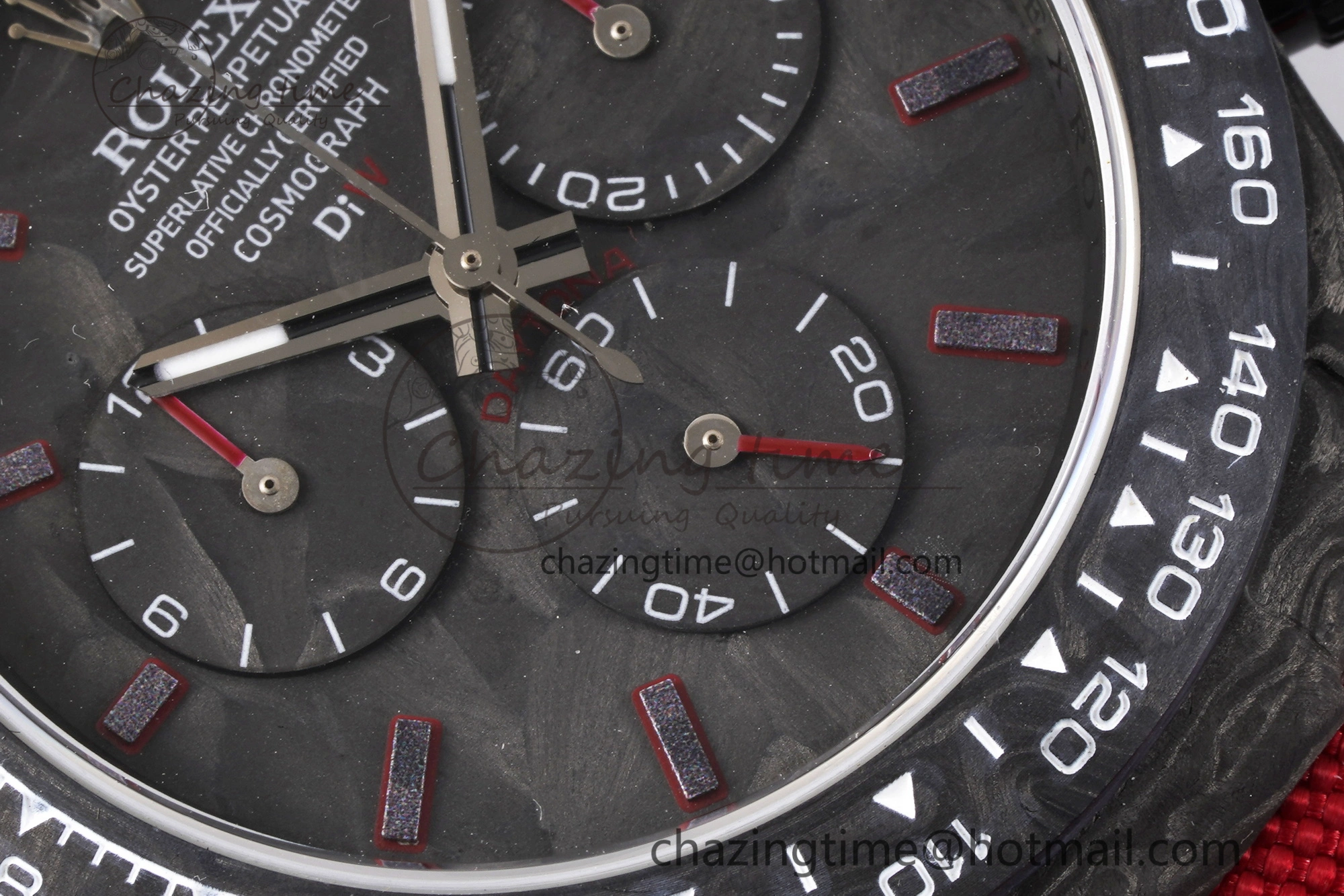Daytona DIW Carbon Case and Bezel Noob Best Edition Carbon Red Dial on Red Nylon Strap SA Packable 1974
