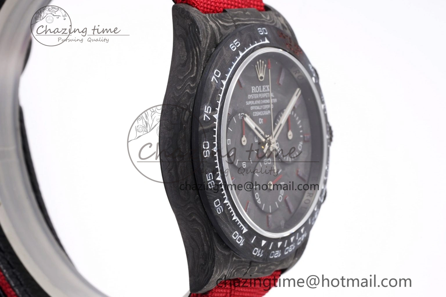 Daytona DIW Carbon Case and Bezel Noob Best Edition Carbon Red Dial on Red Nylon Strap SA Packable 1974