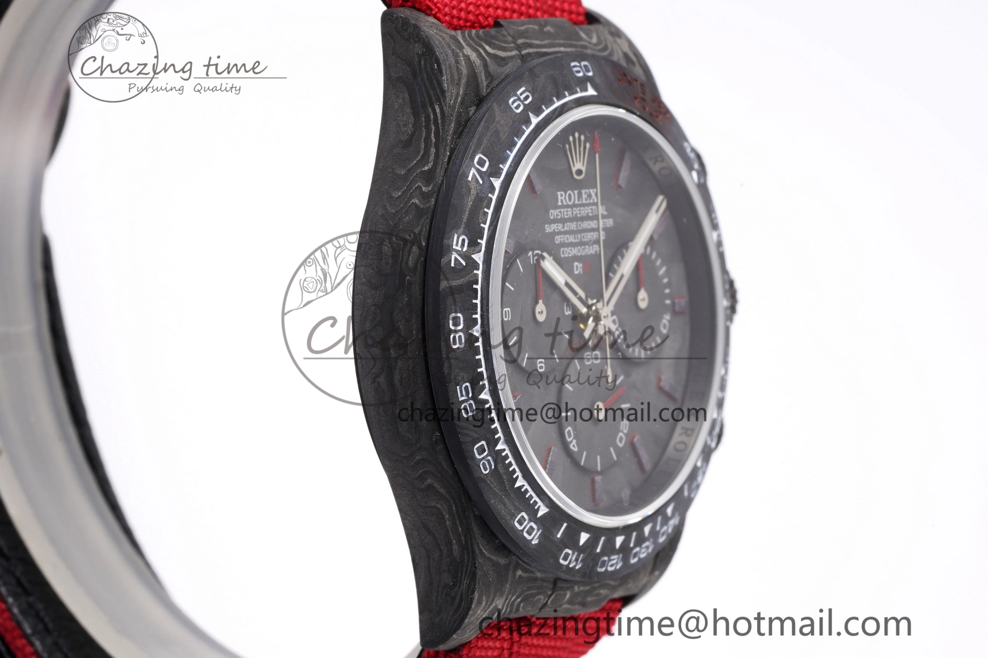 Daytona DIW Carbon Case and Bezel Noob Best Edition Carbon Red Dial on Red Nylon Strap SA Packable 1974
