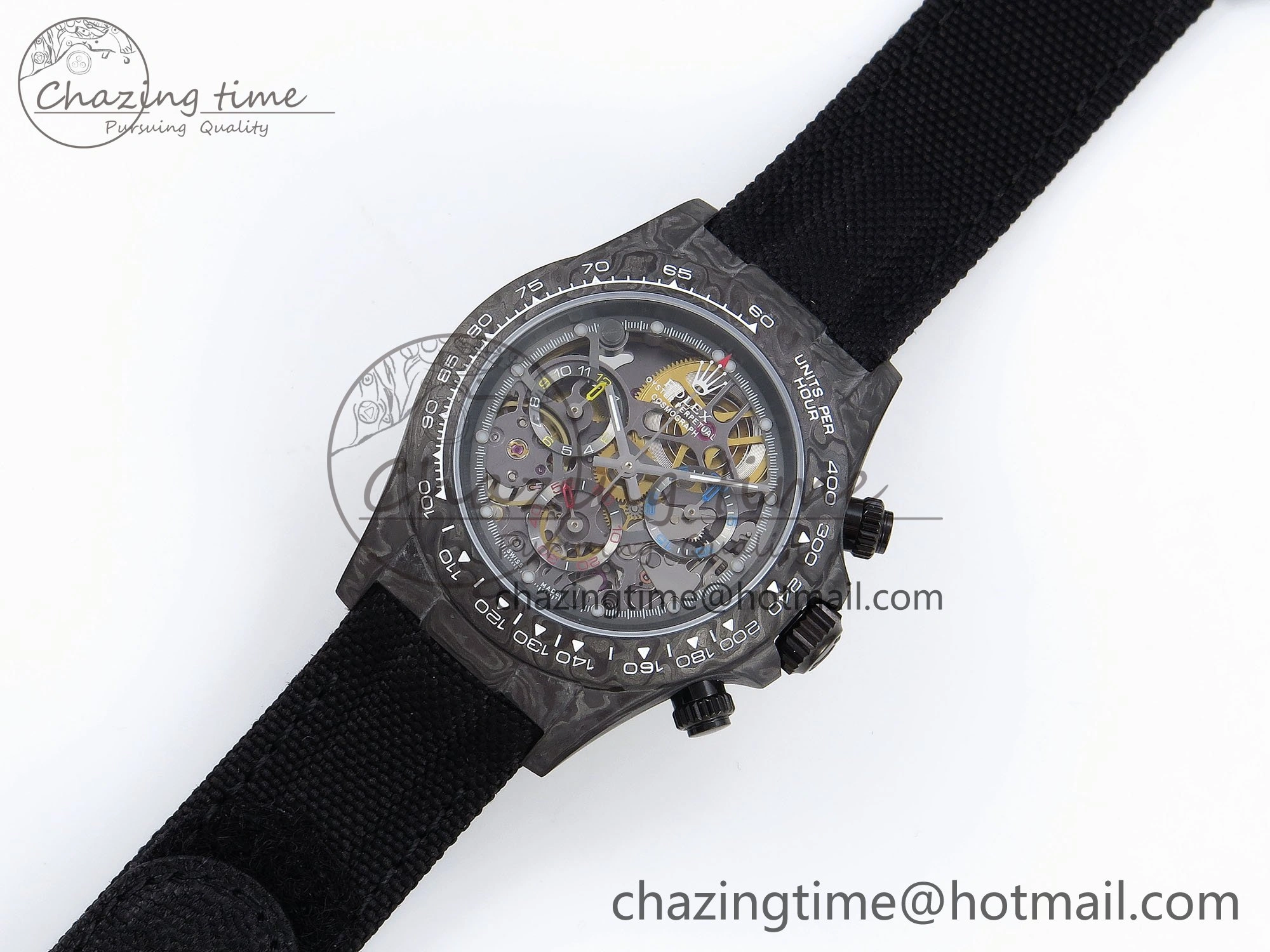 Daytona DIW Carbon DIWF Best Edition Skeleton Dial on Black Nylon Strap SA Upgraded 1628