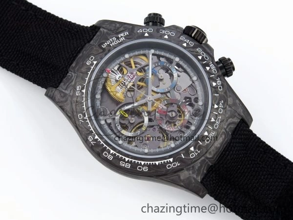 Daytona DIW Carbon DIWF Best Edition Skeleton Dial on Black Nylon Strap SA Upgraded 1628