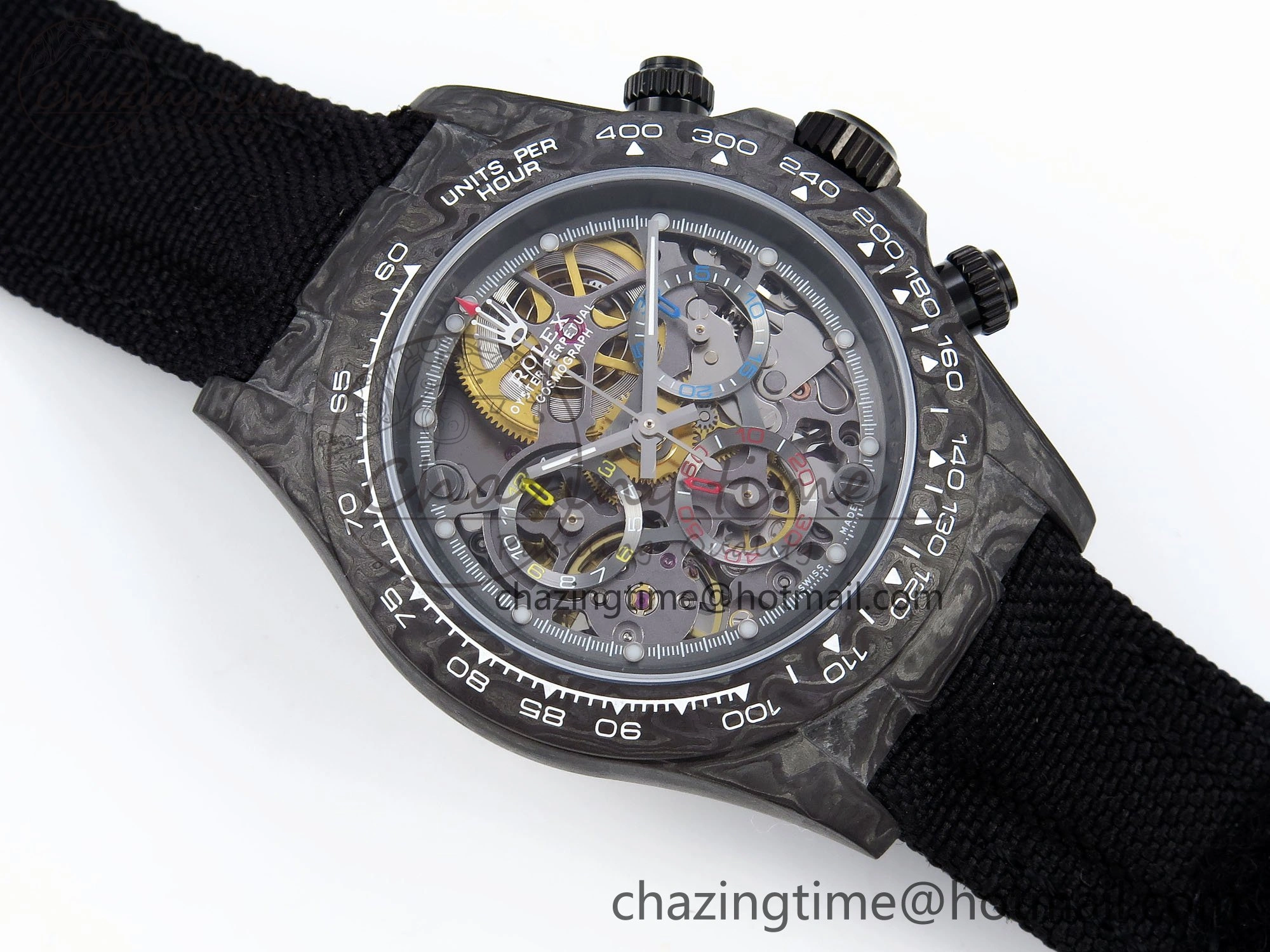 Daytona DIW Carbon DIWF Best Edition Skeleton Dial on Black Nylon Strap SA Upgraded 1628