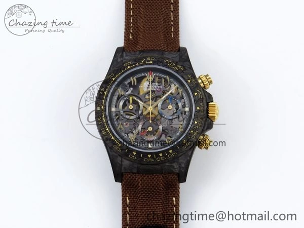 StreetReady Daytona DIW Carbon DIWF Best Edition Skeleton YG Arabic Dial on Brown Nylon Strap SA 1627