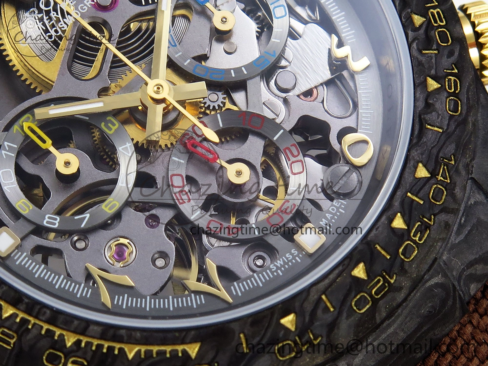 StreetReady Daytona DIW Carbon DIWF Best Edition Skeleton YG Arabic Dial on Brown Nylon Strap SA 1627