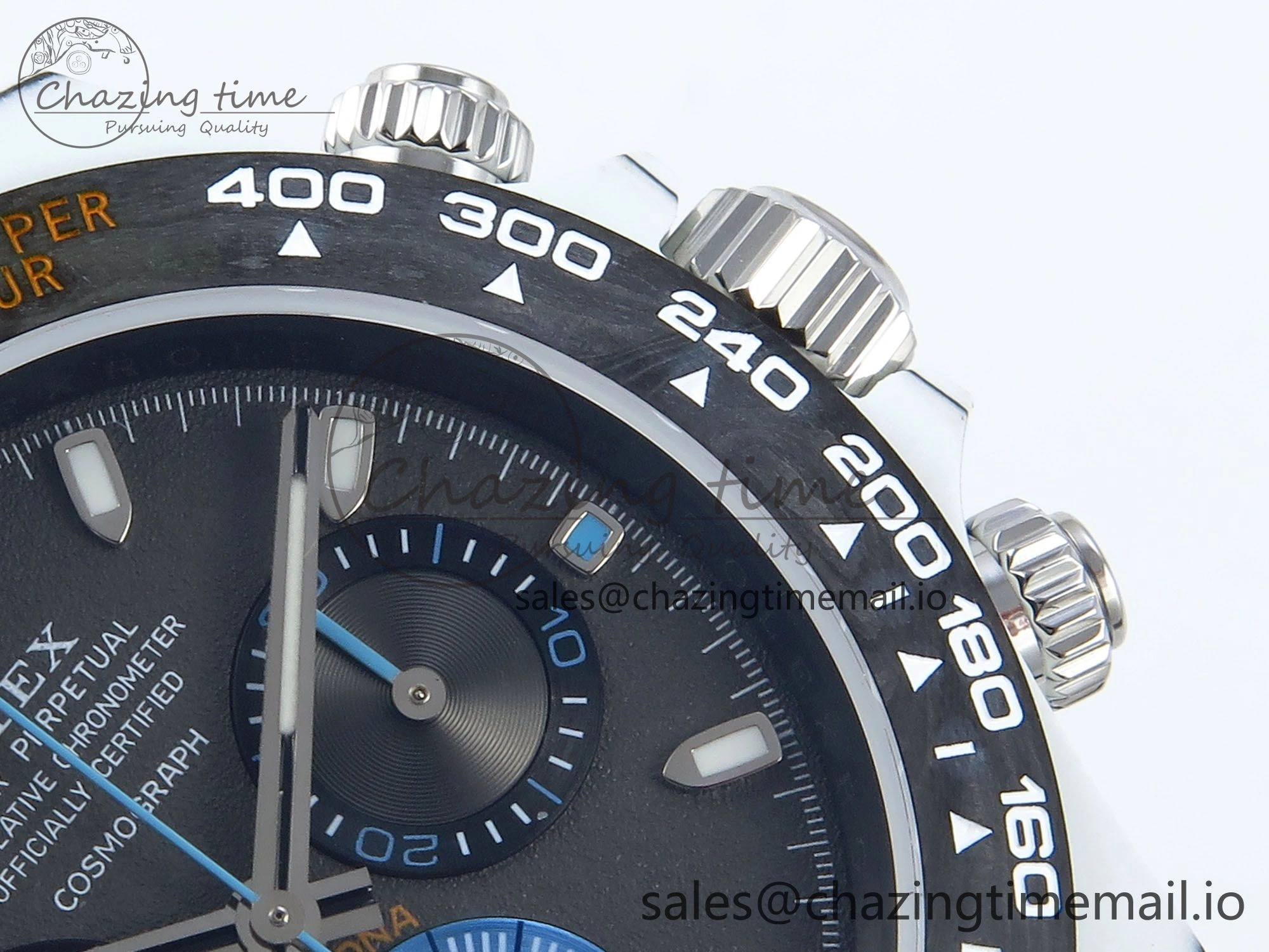 Daytona DIW Carbon N6F 1:1 Best Edition Black Blue Dial on Black Nylon Cald Leather Strap SA EyeCatching 348