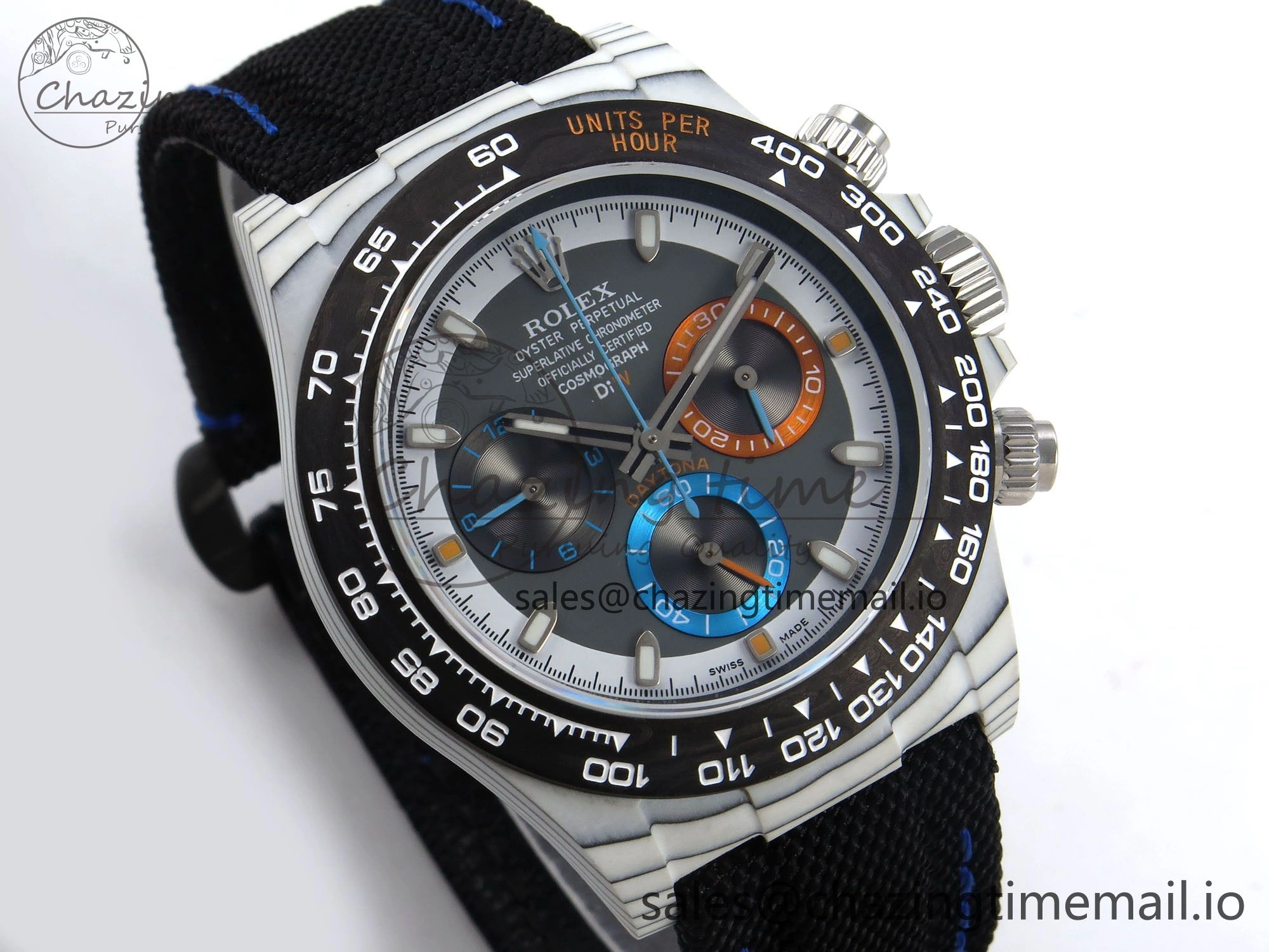Premium Daytona DIW Carbon N6F 1:1 Best Edition Gray Dial on Black Nylon Strap SA 1188