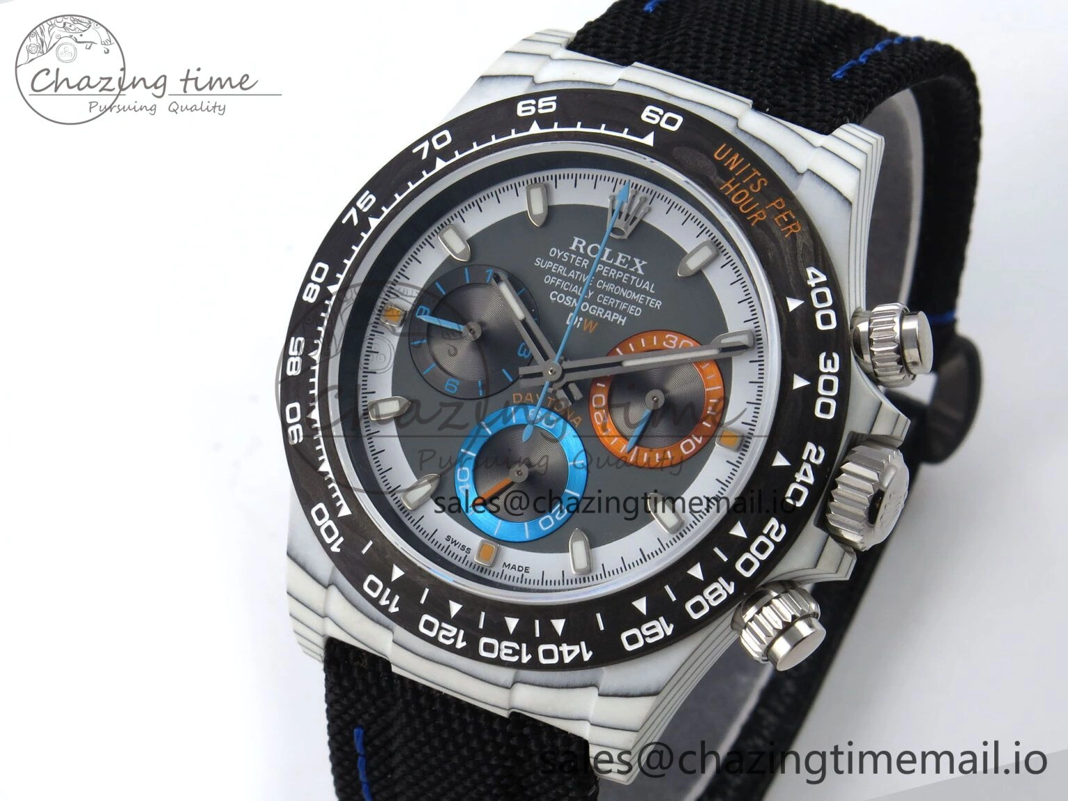 Premium Daytona DIW Carbon N6F 1:1 Best Edition Gray Dial on Black Nylon Strap SA 1188