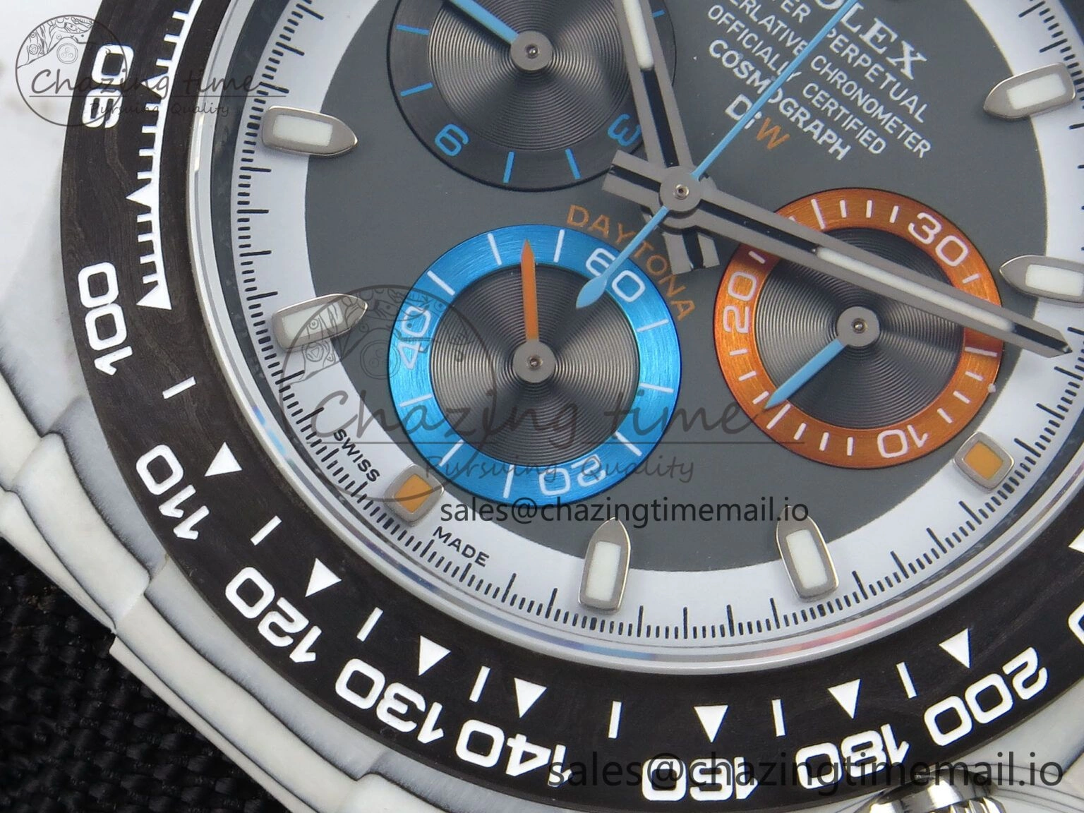 Premium Daytona DIW Carbon N6F 1:1 Best Edition Gray Dial on Black Nylon Strap SA 1188