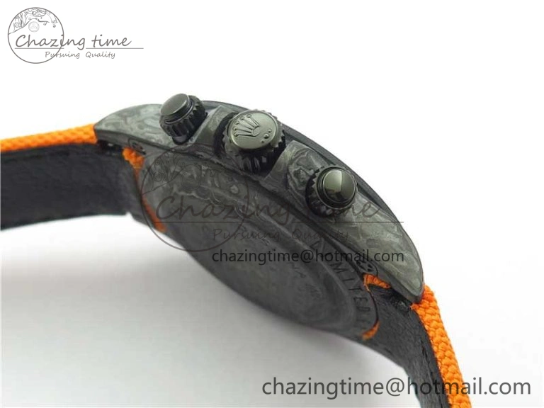 Original Daytona DIW Carbon Noob 1:1 Best Edition Black Orange Dial on Orange Nylon Strap SA 2586