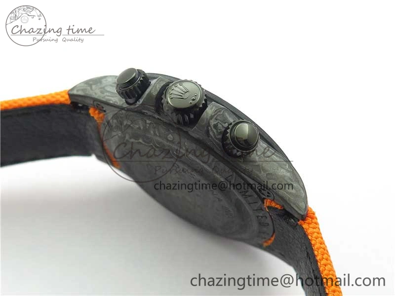 Original Daytona DIW Carbon Noob 1:1 Best Edition Black Orange Dial on Orange Nylon Strap SA 2586