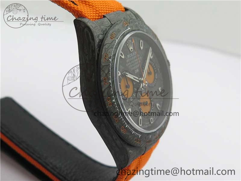 Original Daytona DIW Carbon Noob 1:1 Best Edition Black Orange Dial on Orange Nylon Strap SA 2586