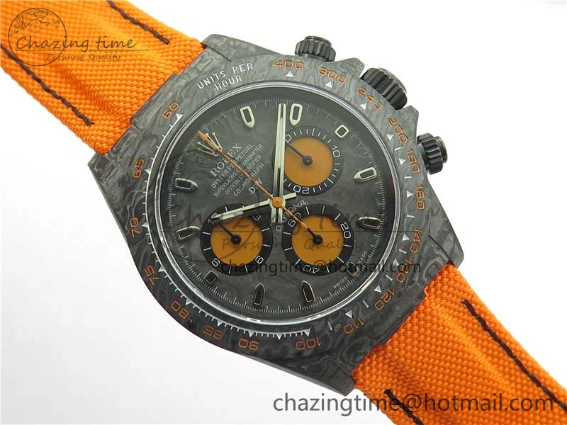 Original Daytona DIW Carbon Noob 1:1 Best Edition Black Orange Dial on Orange Nylon Strap SA 2586