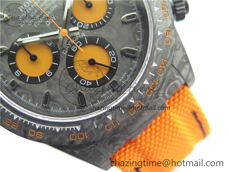 Original Daytona DIW Carbon Noob 1:1 Best Edition Black Orange Dial on Orange Nylon Strap SA 2586
