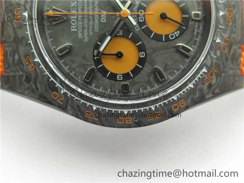 Original Daytona DIW Carbon Noob 1:1 Best Edition Black Orange Dial on Orange Nylon Strap SA 2586