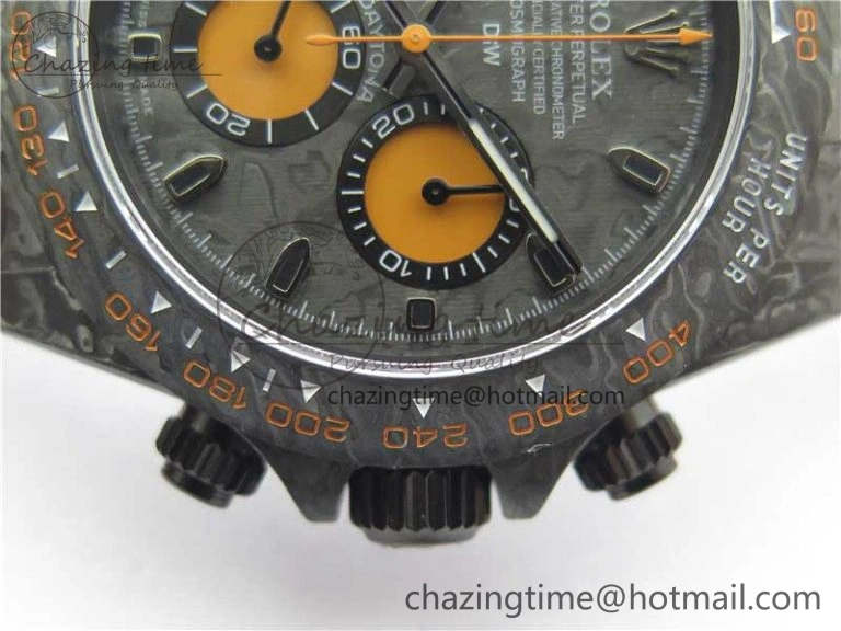 Original Daytona DIW Carbon Noob 1:1 Best Edition Black Orange Dial on Orange Nylon Strap SA 2586