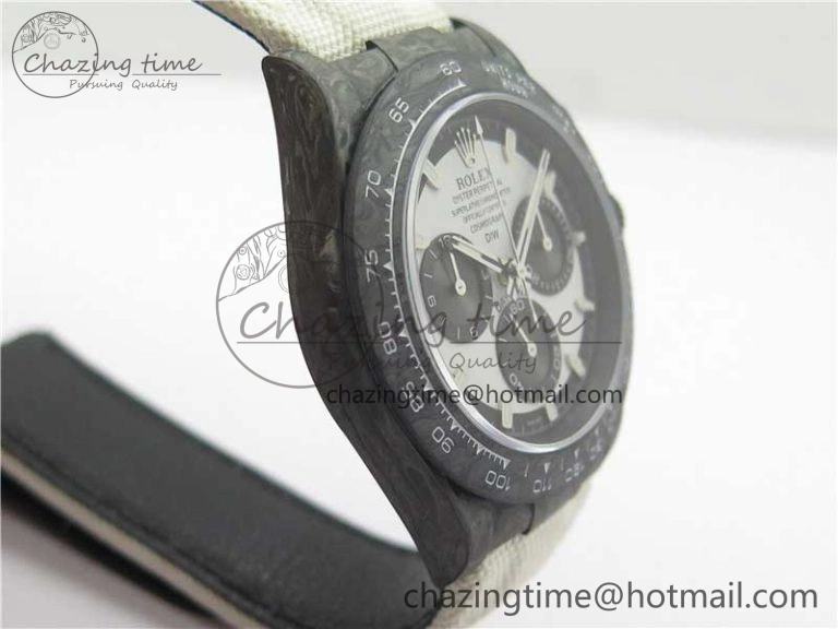 Comfortable Daytona DIW Carbon Noob 1:1 Best Edition White Black Dial on Nylon Strap SA 2614