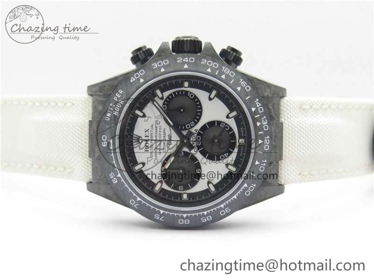 Comfortable Daytona DIW Carbon Noob 1:1 Best Edition White Black Dial on Nylon Strap SA 2614