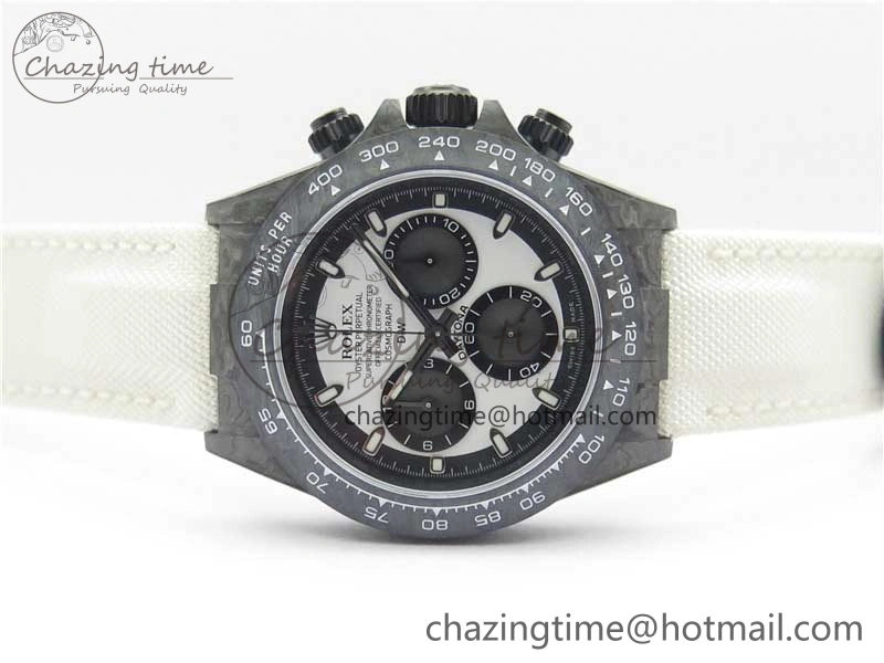 Comfortable Daytona DIW Carbon Noob 1:1 Best Edition White Black Dial on Nylon Strap SA 2614