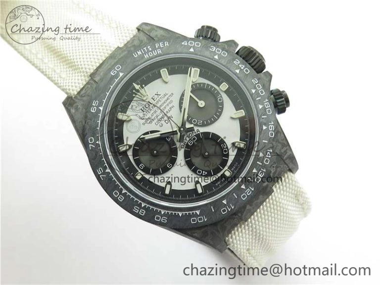 Comfortable Daytona DIW Carbon Noob 1:1 Best Edition White Black Dial on Nylon Strap SA 2614