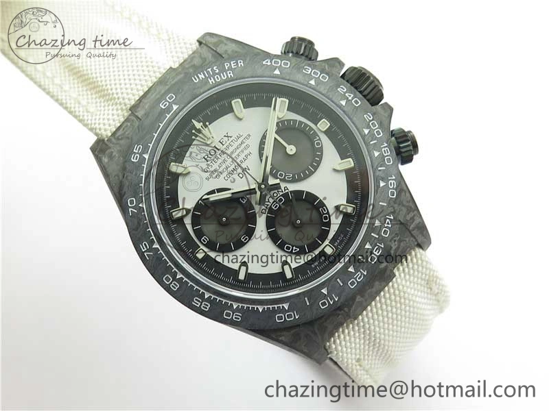 Comfortable Daytona DIW Carbon Noob 1:1 Best Edition White Black Dial on Nylon Strap SA 2614