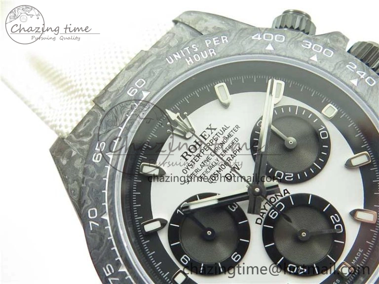 Comfortable Daytona DIW Carbon Noob 1:1 Best Edition White Black Dial on Nylon Strap SA 2614