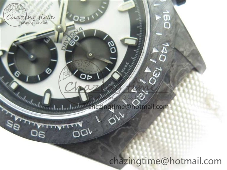 Comfortable Daytona DIW Carbon Noob 1:1 Best Edition White Black Dial on Nylon Strap SA 2614