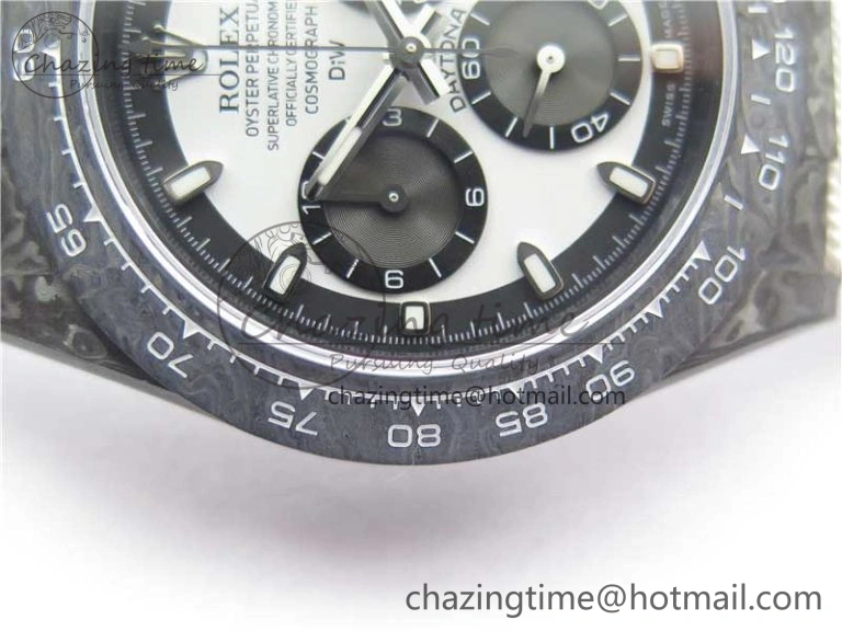 Comfortable Daytona DIW Carbon Noob 1:1 Best Edition White Black Dial on Nylon Strap SA 2614