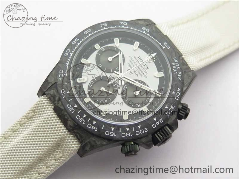 Comfortable Daytona DIW Carbon Noob 1:1 Best Edition White Black Dial on Nylon Strap SA 2614