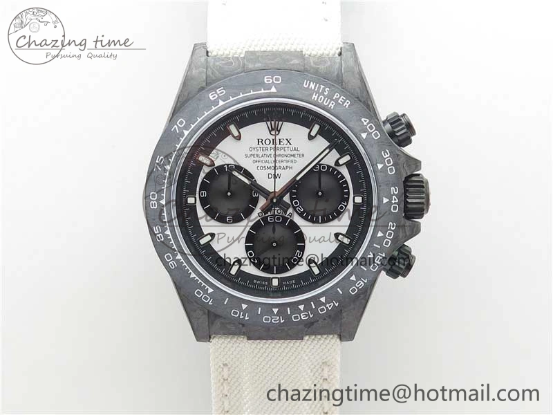 Comfortable Daytona DIW Carbon Noob 1:1 Best Edition White Black Dial on Nylon Strap SA 2614