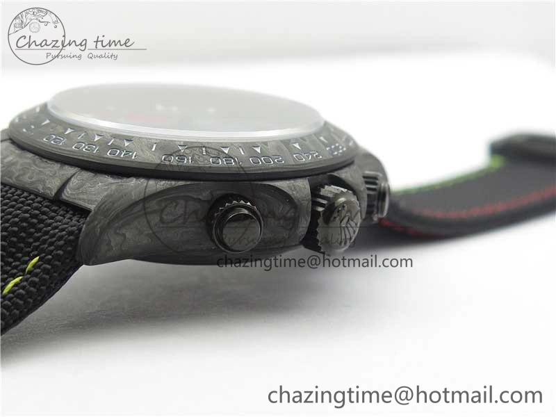 Efficient Daytona DIW Carbon OMF Best Edition Black  Dial on Black Nylon Strap A 2840