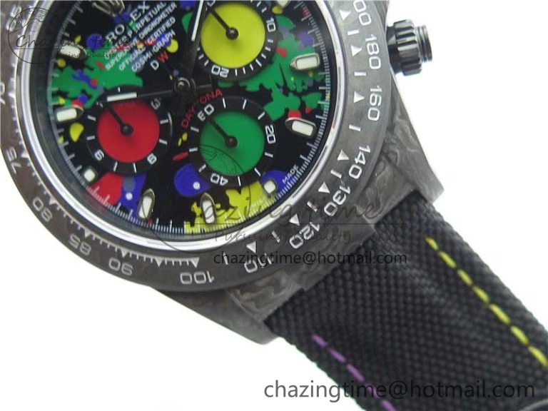 Efficient Daytona DIW Carbon OMF Best Edition Black  Dial on Black Nylon Strap A 2840